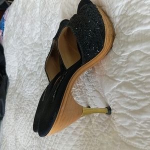 LAST CHANCE Rare Vintage Glitter Mules Betsey Johnson
